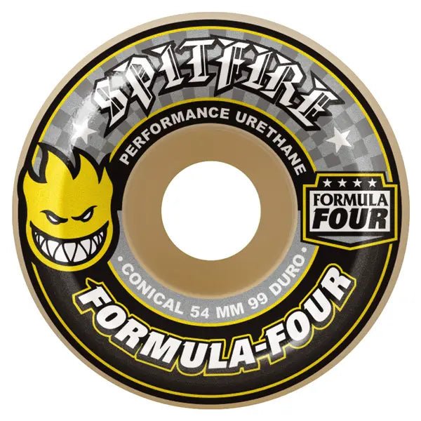 54 mm F4 99D Conical Yellow Print - Roues de SkateSkate WheelsSpitfire