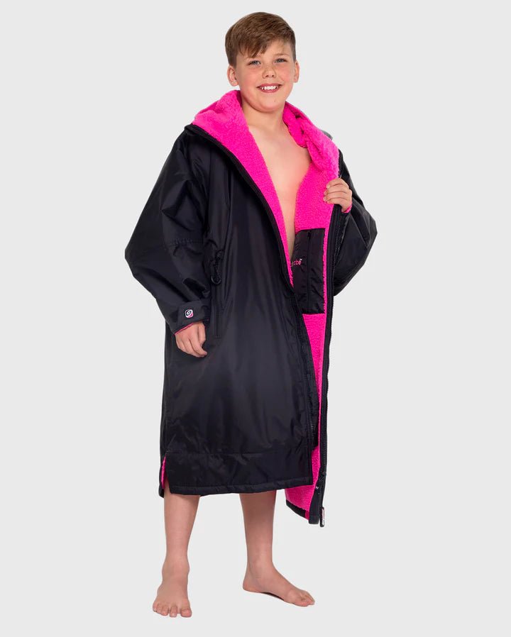 Advance Kids Changerobes - Poncho Impermeable Zippé Enfant Noir/RosePonchosDryrobe