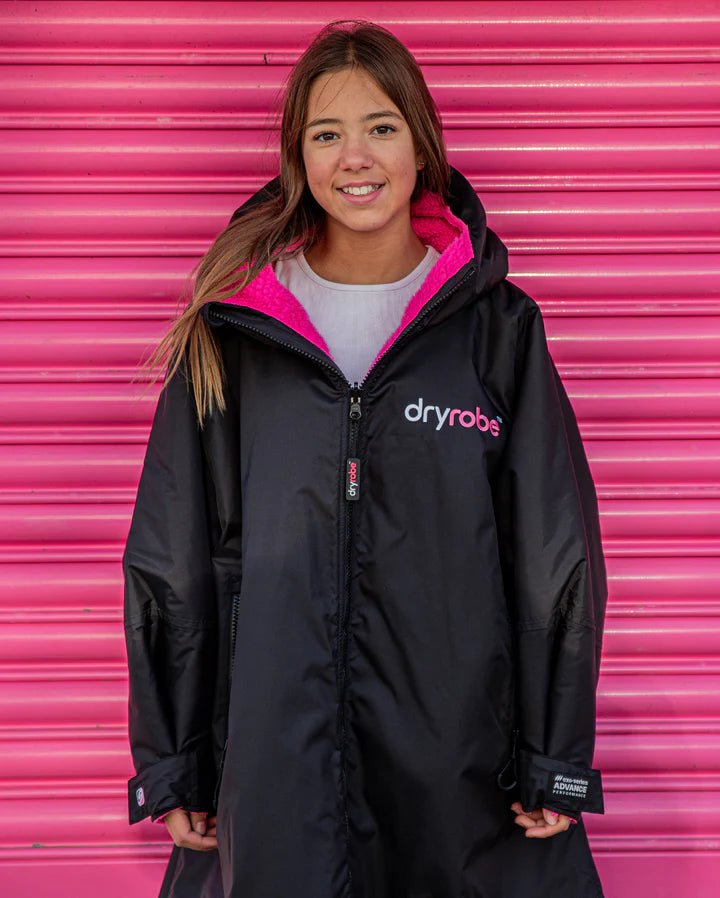 Advance Kids Changerobes - Poncho Impermeable Zippé Enfant Noir/RosePonchosDryrobe