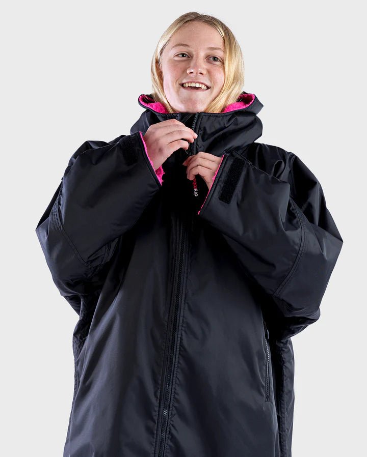 Advance Kids Changerobes - Poncho Impermeable Zippé Enfant Noir/RosePonchosDryrobe