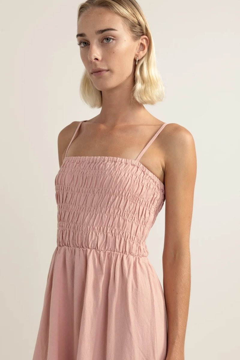 Classic Shirred Midi Robe Femme#DressRhythm