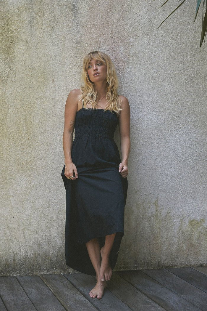 Classic Shirred Robe Mi - Longue Femme#DressRhythm