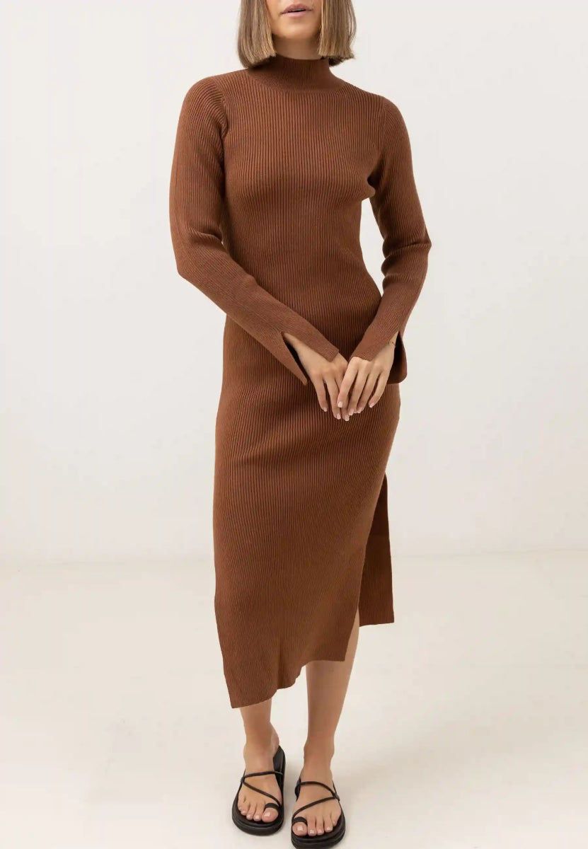 Long Sleeve Robe Mi - Longue Femme#DressRhythm