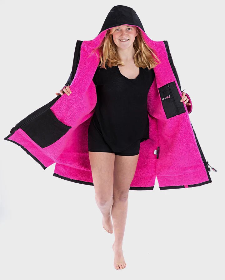 Advance Kids Changerobes - Poncho Impermeable Zippé Enfant Noir/RosePonchosDryrobe