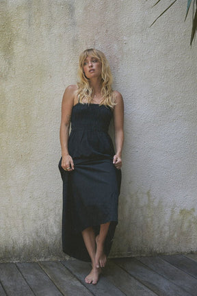 Classic Shirred Robe Mi - Longue Femme#DressRhythm
