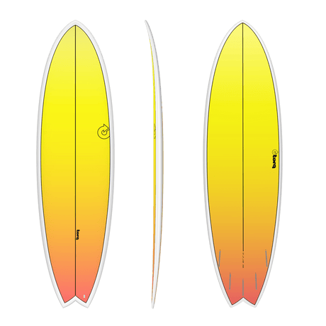 Fish Tet Retro Fade White Rail 6"6 Planche De Surf FishFishTorq