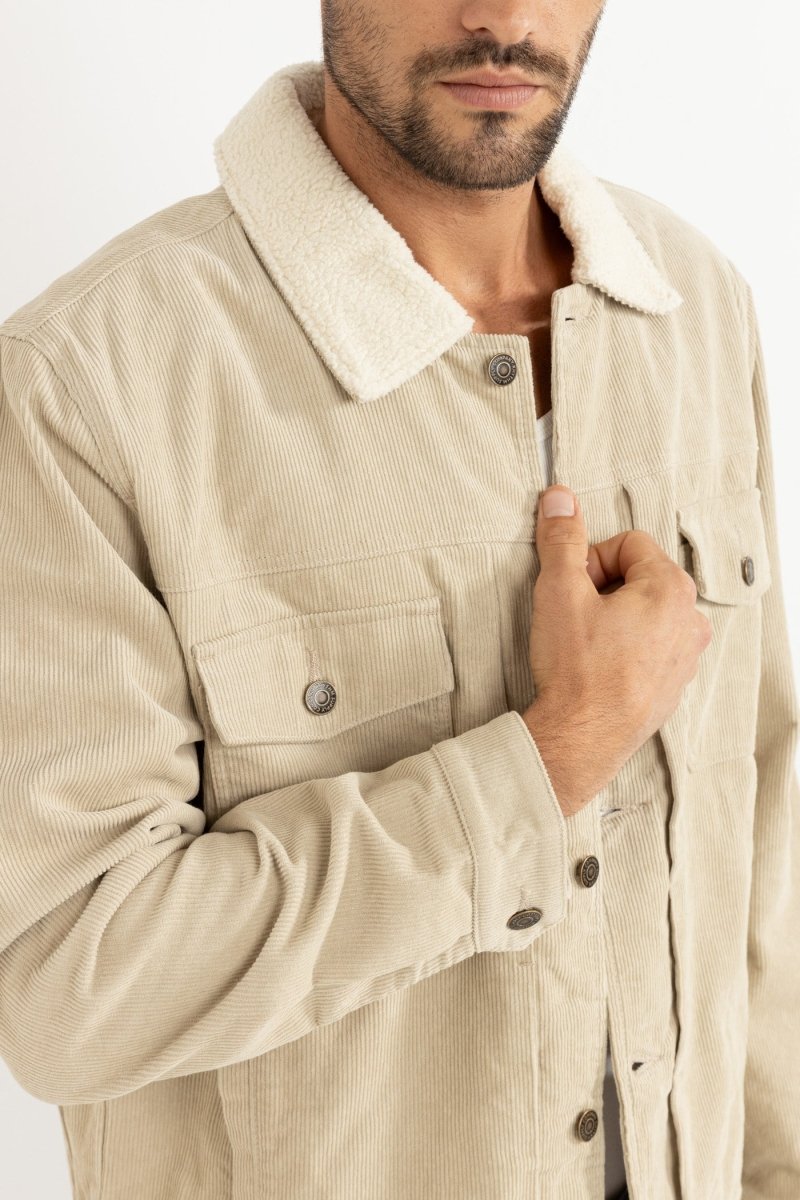 Flannel Lined cord Trucker - Veste HommeVestesRhythm