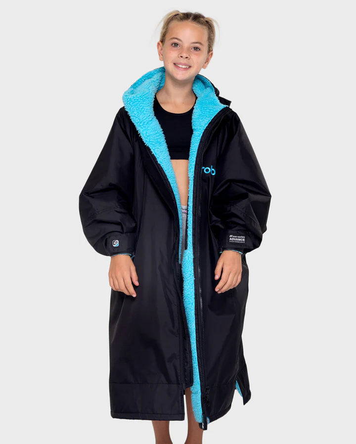 Advance Kids Changerobes - Poncho Impermeable Zippé Niño Negro/Azul