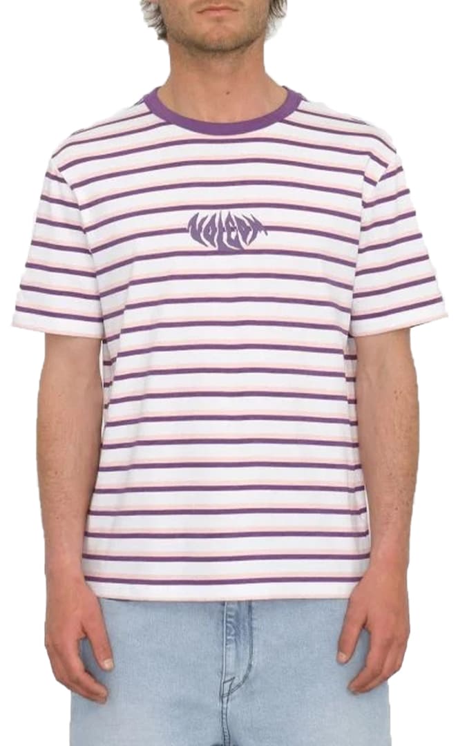 Rayeah Stripes Tee Shirt Coupe Classique Manches Courtes Homme#Tee ShirtsVolcom