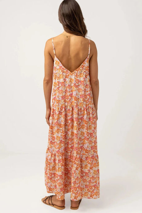 Rosa Floral Tiered - Robe Mi - Longue FemmeDressRhythm