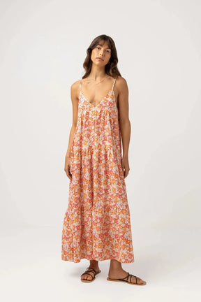 Rosa Floral Tiered - Robe Mi - Longue FemmeDressRhythm