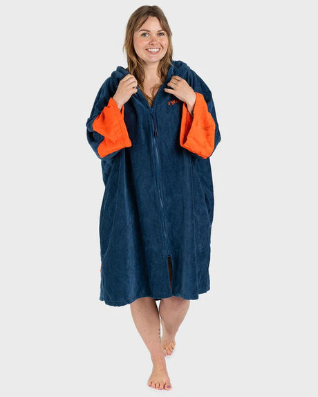 Towel Robe - Poncho Zippé Coton Organic Adulte BleuPonchosDryrobe